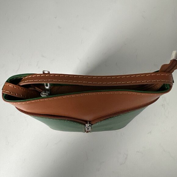 Green Vera Pelle Purse Genuine Italian Leather Crossbody Handbag New - Picture 6 of 10